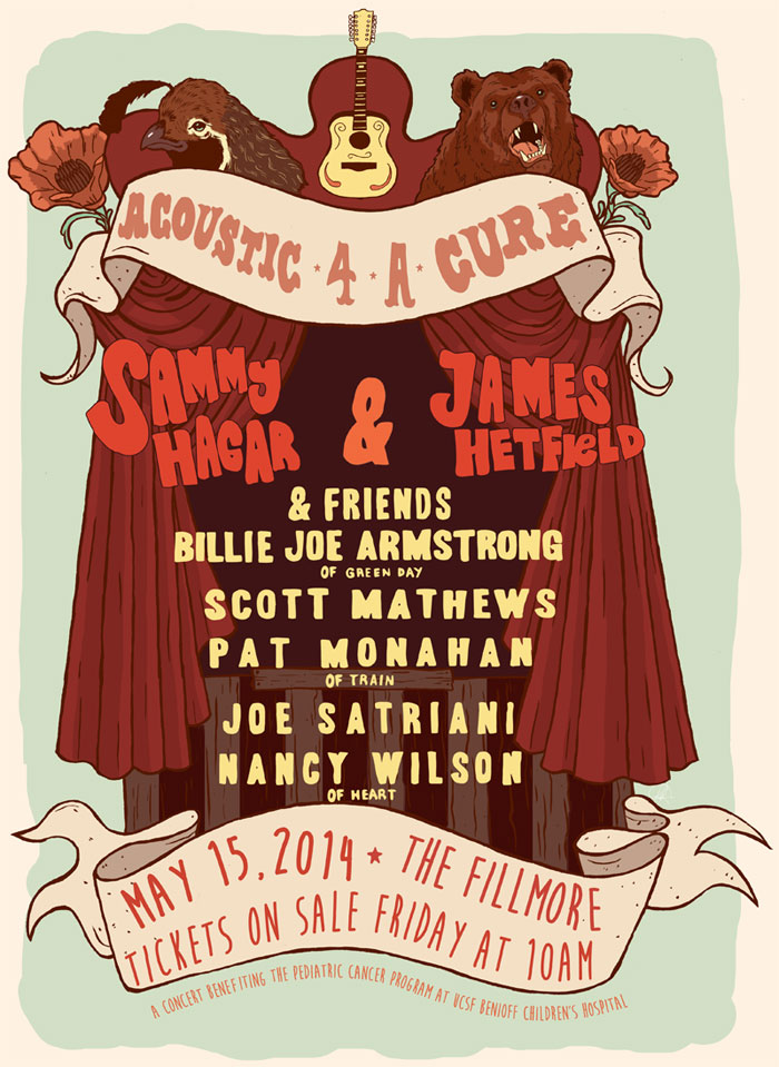 Acoustic-4-A-Cure 5/15/14 @ The Fillmore - Sammy Hagar & James Hetfield & Friends Billie Joe Armstrong (Green Day), Scott Mathews, Pat Monahan (Train), Joe Satriani, Nancy Wilson (Heart)